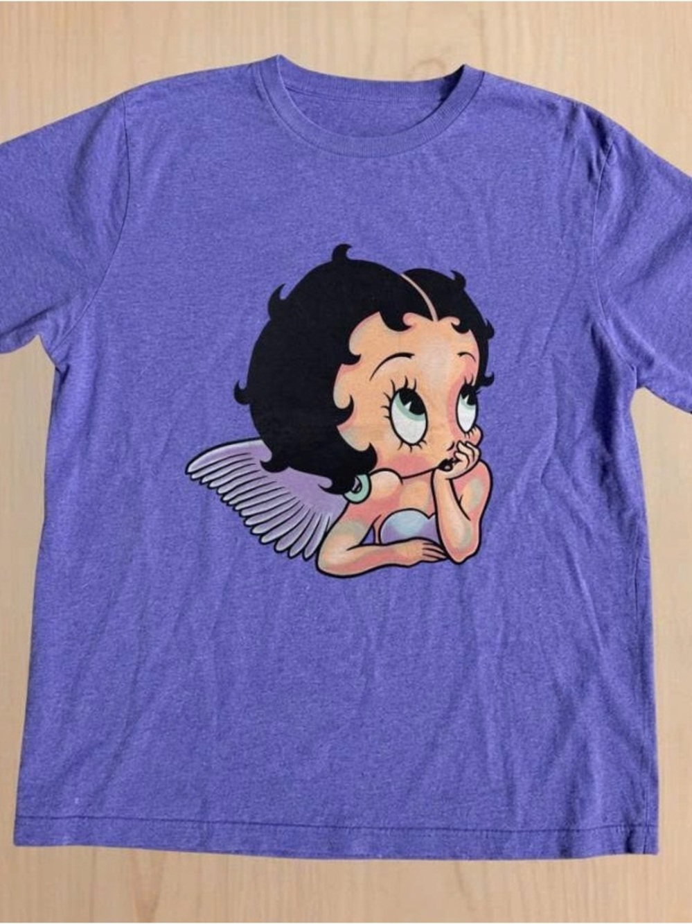 Lavender Short Sleeve Tee with Betty Boop Angel Graphic